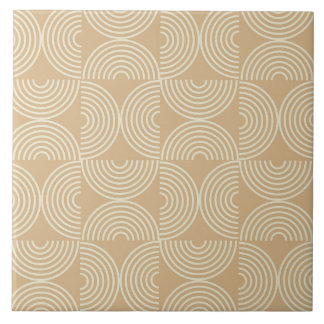 ベージュのサークル模様が描かれたナチュラルなタンの色味の タイル