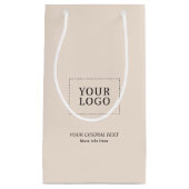 ベージュのシンプルなビジネス ロゴ付き紙袋 スモールペーパーバッグ (正面)
