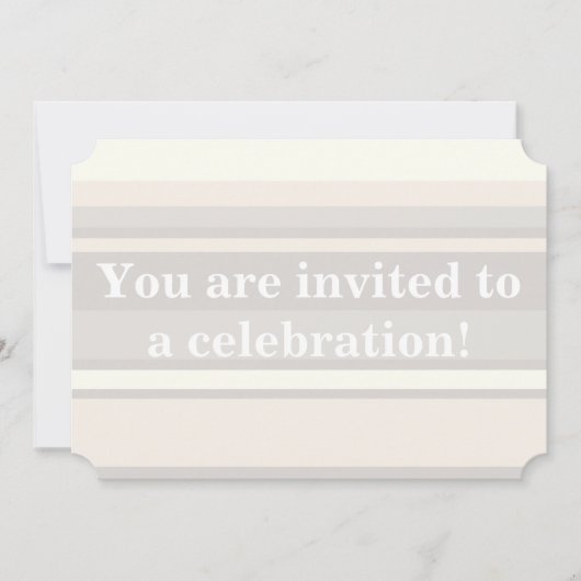 ベージュのストライプ 招待状 (正面)