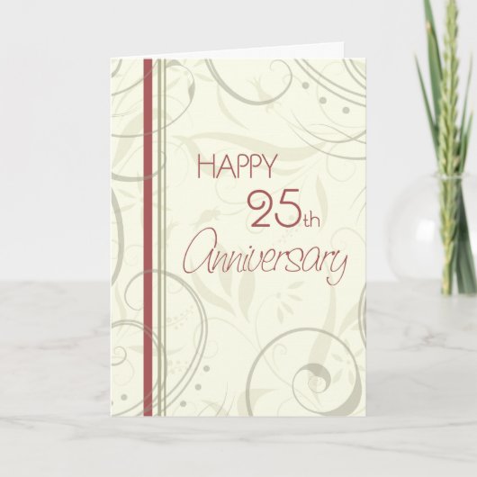 ベージュのスワール ハッピー25周年 結婚記念日カード カード (正面)