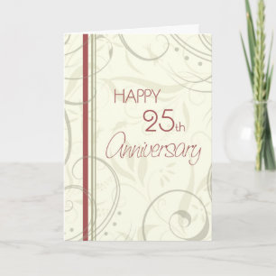 ベージュのスワール ハッピー25周年 結婚記念日カード カード