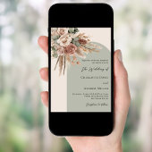 ベージュのセージ緑のバラパンパスグラス結婚アーチズ 招待状