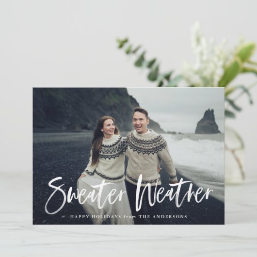 ベージュのセーター天候 |ホリデーカード シーズンカード (スタンド正面)
