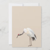 ベージュのソフトクレーンの鳥のアート結婚ズ 招待状 (裏面)