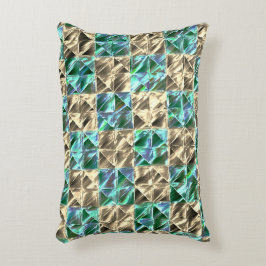 ベージュのタイルまたはステンドチェスにドレスミントグリーン アクセントクッション