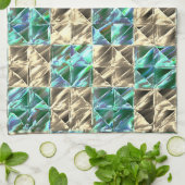 ベージュのタイルまたはステンドチェスにドレスミントグリーン キッチンタオル (折り畳み)