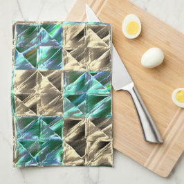 ベージュのタイルまたはステンドチェスにドレスミントグリーン キッチンタオル