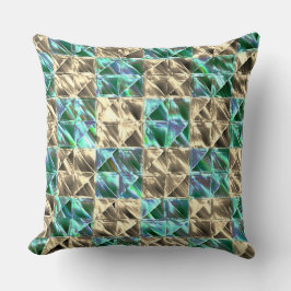 ベージュのタイルまたはステンドチェスにドレスミントグリーン クッション