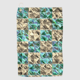 ベージュのタイルまたはステンドチェスにドレスミントグリーン ゴルフタオル