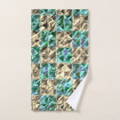 ベージュのタイルまたはステンドチェスにドレスミントグリーン バスタオルセット (ハンドタオル)