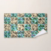 ベージュのタイルまたはステンドチェスにドレスミントグリーン バスタオルセット (ハンドタオル)