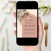 ベージュのタウペ色のローズパンパス アーチ ウェディング セーブザデート