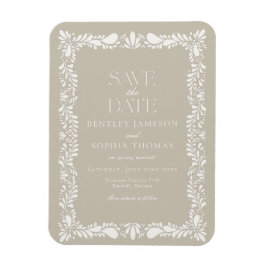 ベージュのタラベラタイル スペインのフィエスタ 保存日付のお知らせ マグネット