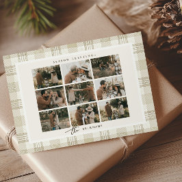 ベージュのチェック柄の家族写真コラージュ クリスマス