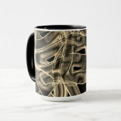 ベージュのテープ状の曲線、コントラストのレリーフ、 浮き彫り線 マグカップ (正面左)