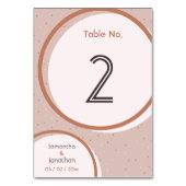 ベージュのドット結婚と円の表番号カード テーブルナンバー (裏面)