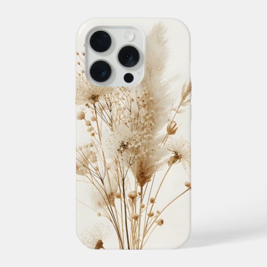ベージュのドライフラワーボタニカル iPhoneケース (裏面)