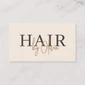 ベージュのニュートラルなQRコード ヘアスタイリスト モダン 名刺 (正面)