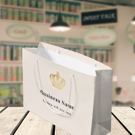 ベージュのビジネス用ロイヤルクラウン ラージペーパーバッグ