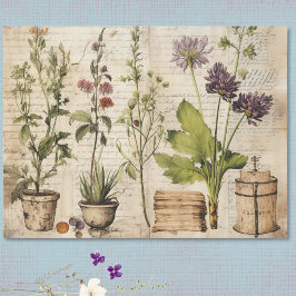 ベージュのビンテージ水彩自然な野の花 薄葉紙