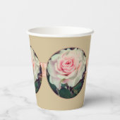 ベージュのピンクのバラ 紙コップ (裏面)