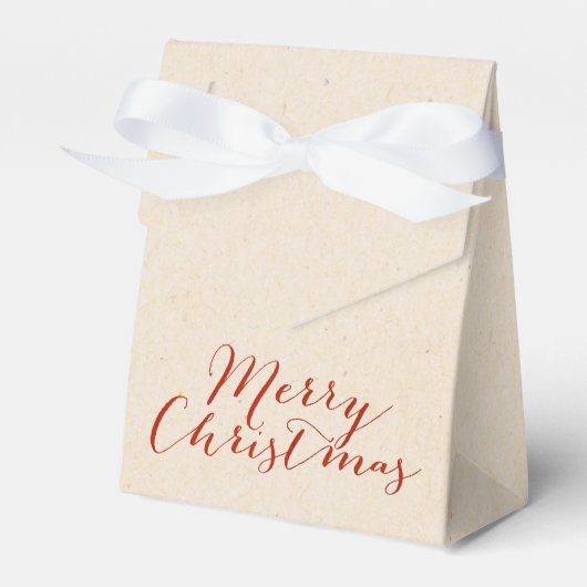 ベージュのフェイク段ボールクリスマスギフトバッグ フェイバーボックス (正面サイド)