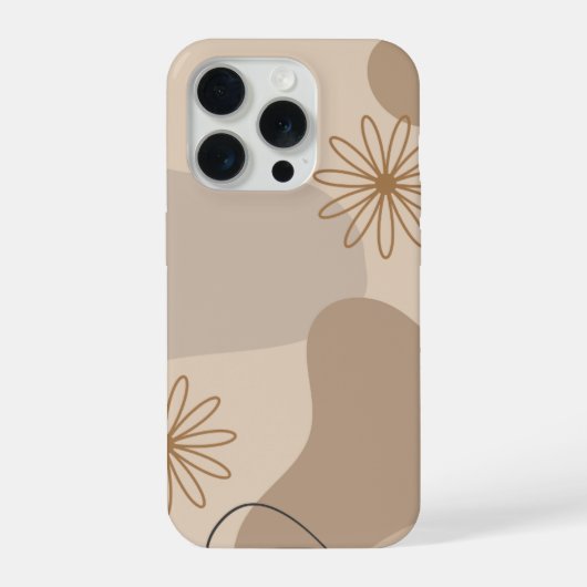ベージュのフラワーミニマリスト抽象スマホケース iPhoneケース (裏面)