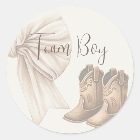 ベージュのブーツまたは弓ジェンダーがチームの少年を明らかにする ラウンドシール (正面)