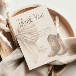 ベージュのブーツまたは船首の水色の性別を明らかにする サンキューカード