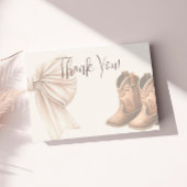 ベージュのブーツまたは船首の水色の性別を明らかにする サンキューカード