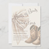 ベージュのブーツまたは船首の水色の性別を明らかにする 招待状 (正面)