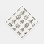 ベージュのボウ・レトロ・ハート・コケッテ・ケーキ・バレンタイン スタンダードランチョンナプキン (角)