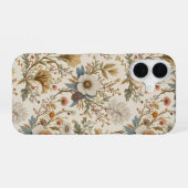 ベージュのボホ フラワー iPhone 16ケース (裏面横)
