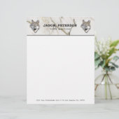 ベージュのマーリングとオオカミ レターヘッド (スタンド正面)