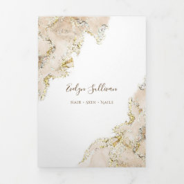 ベージュのマーリングデザイン3折パンフレット 三つ折りカード