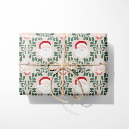 ベージュのミスター&ミセスクラウス クリスマス包装紙 ラッピングペーパー
