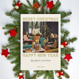 ベージュのミニマルな写真コラージュのグリーティングカード シーズンカード