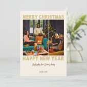 ベージュのミニマル写真コラージュのグリーティングカード シーズンカード (スタンド正面)