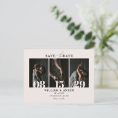 ベージュのミニマル結婚主義の写真コラージュ ポストカード (スタンド正面)