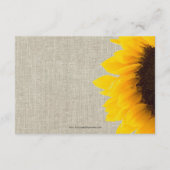 ベージュのリネンひまわりラスティック結婚式RSVP 出欠カード (裏面)