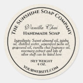 ベージュのリネン紙スタイルの石鹸化粧品バスボム ラウンドシール (正面)