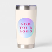 ベージュのロゴビジネス企業の 保温保冷タンブラー (正面)