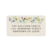 ベージュのワイルドフラワーの差出人住所 ラベル (正面)