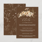 ベージュのワイルドフラワーの結婚式詳細 エンクロージャーカード (正面/裏面)