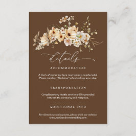 ベージュのワイルドフラワーの結婚式詳細 エンクロージャーカード