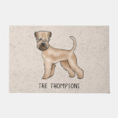 ベージュの上にソフトコートウィートテリア犬と文字 ドアマット (正面)