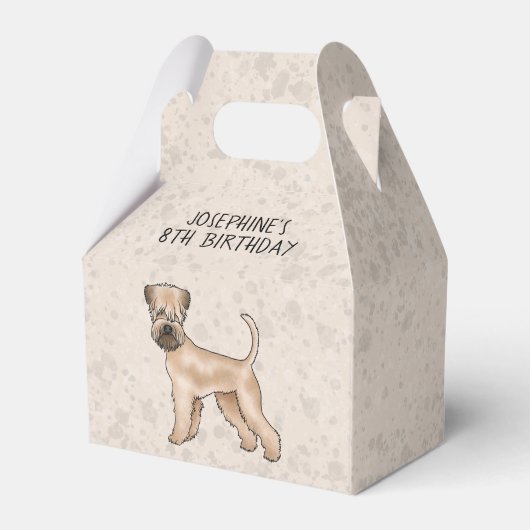 ベージュの上にソフトコートウィートテリア犬と文字 フェイバーボックス (裏面サイド)