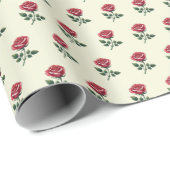 ベージュの上に優しいピンクの水彩ローズ ラッピングペーパー (ロールコーナー)