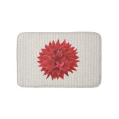 ベージュの上に濃い赤のストライプ花 バスマット (正面)