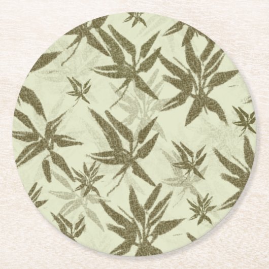 ベージュの上に竹 – シームレスな表面パターン。 ラウンドペーパーコースター (正面)